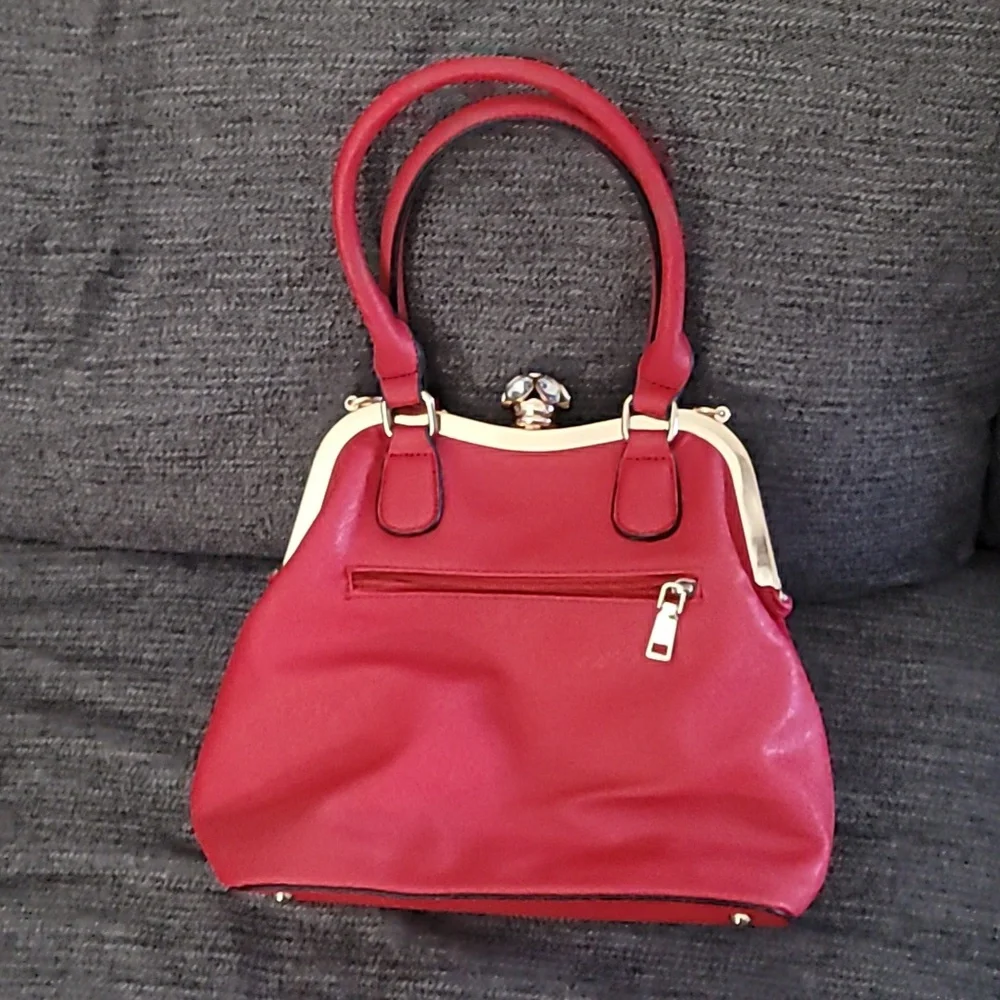 A Designer Red Rhinestone Bag - Picture 2 of 4